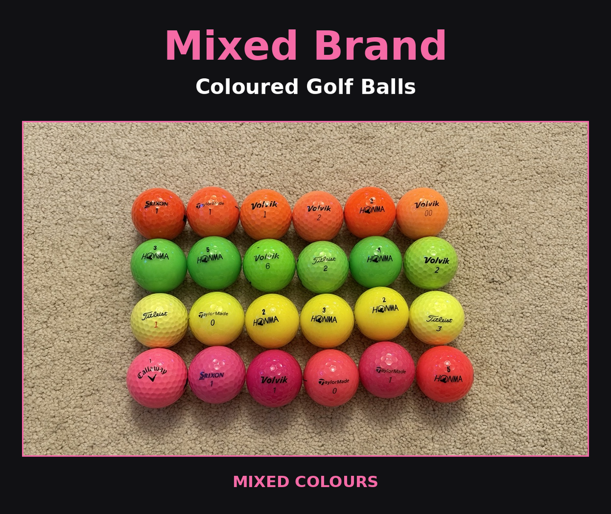Mixed Brand Coloured Golf Balls— near mint
