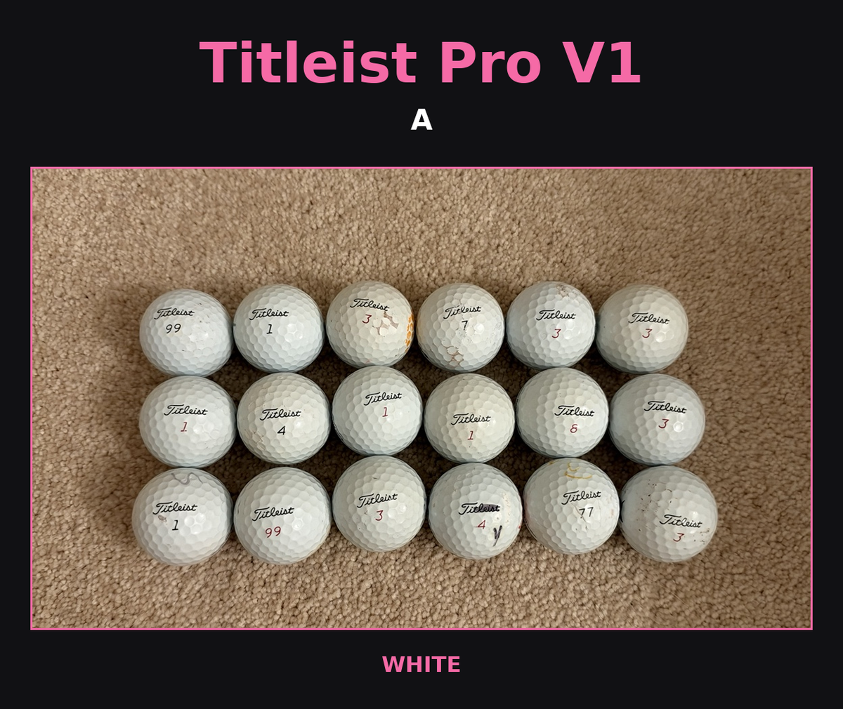 Titleist Used Pro V1 Golf Balls— A Grade