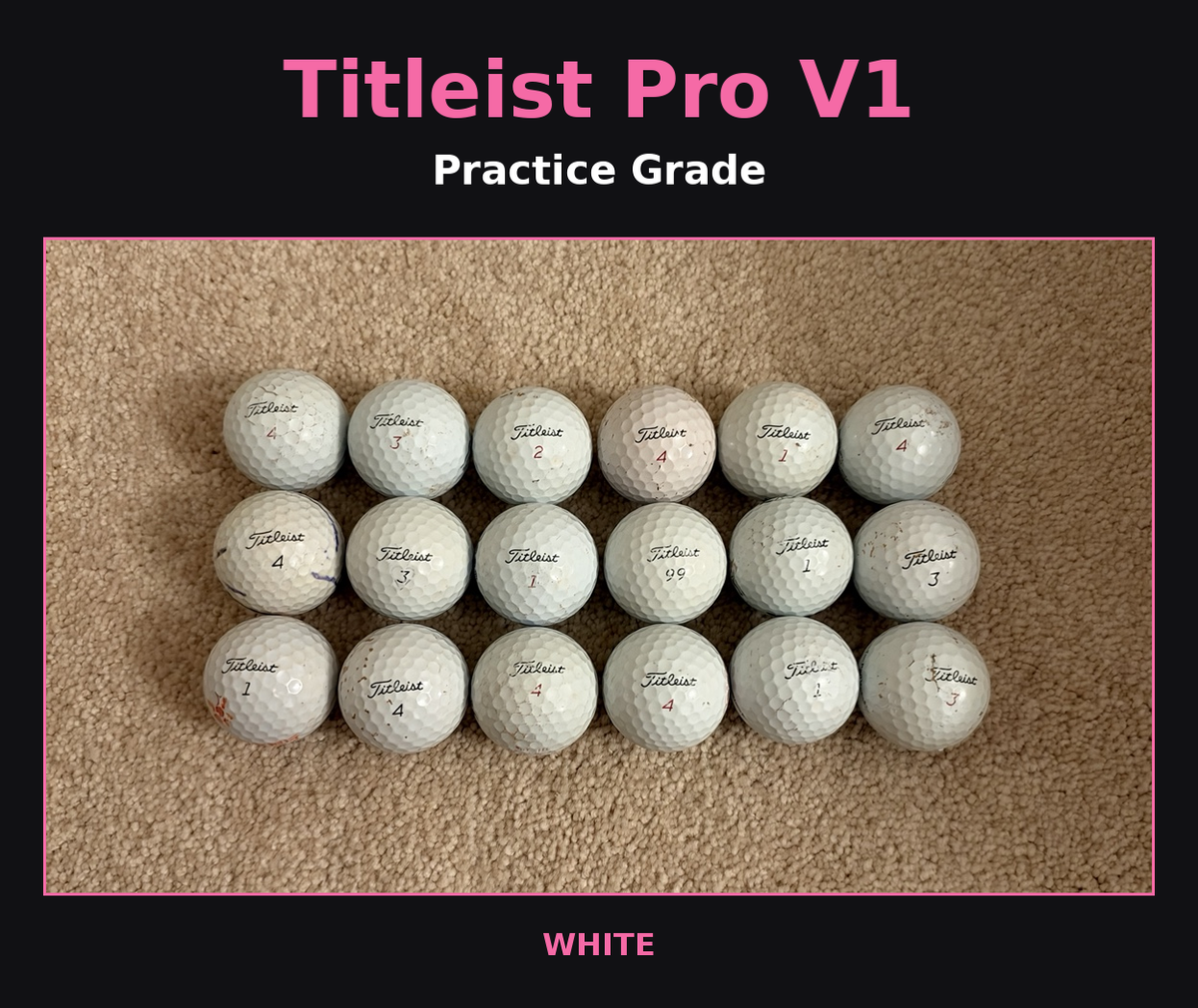 Titleist Used Pro V1 Golf Balls—Practice Grade