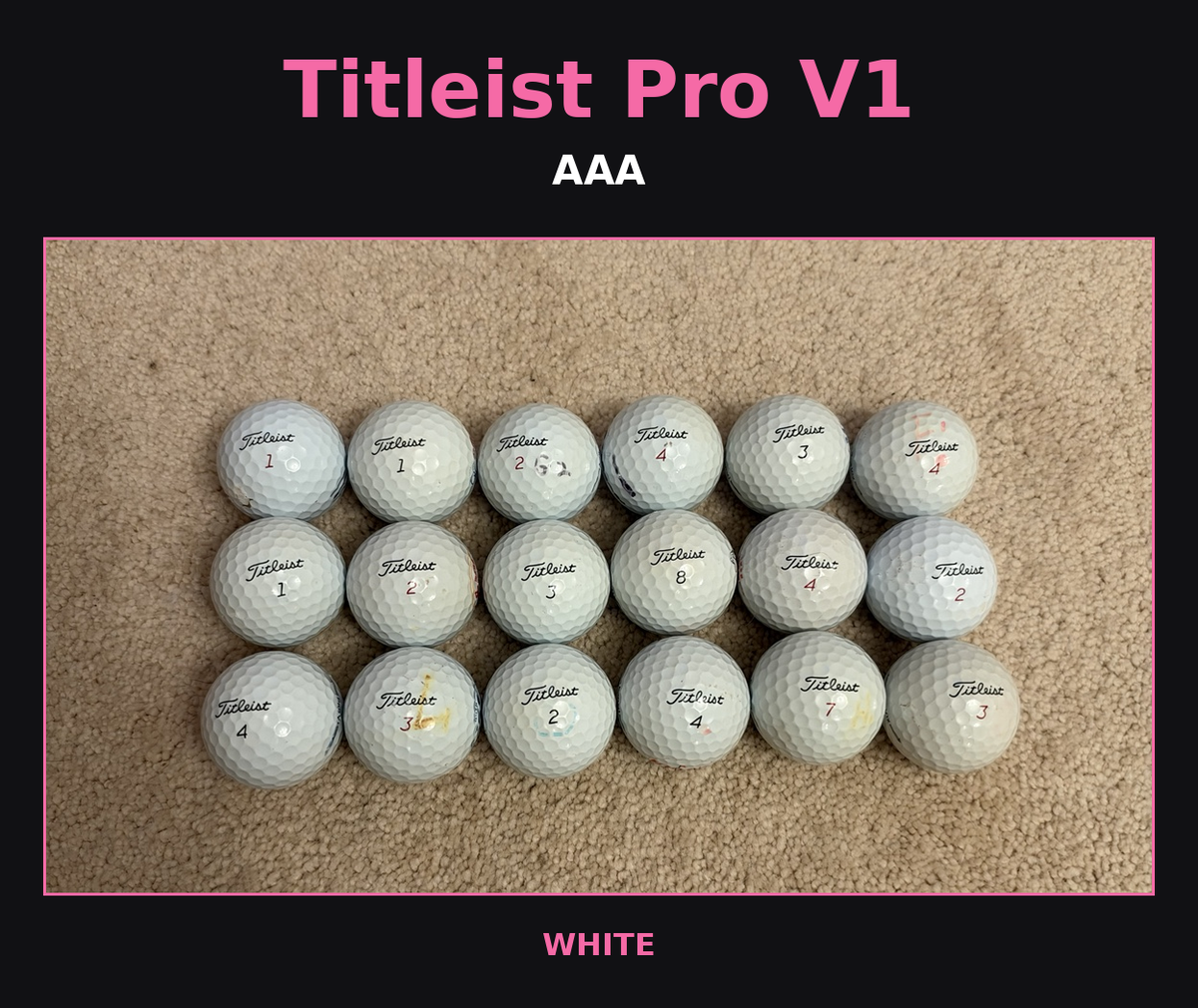 Titleist Used Pro V1 Golf Balls— AAA Grade