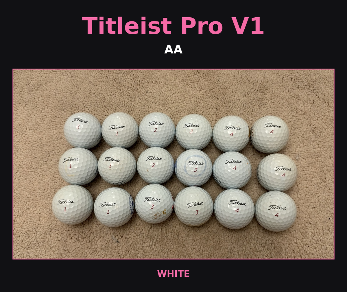 Titleist Used Pro V1 Golf Balls— AA Grade